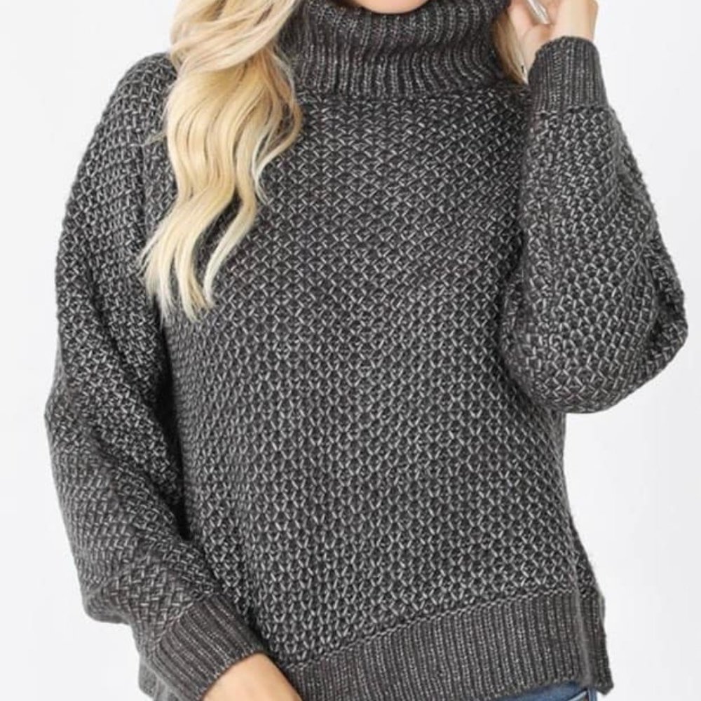 NWT Charcoal Turtleneck Sweater - Picture 2 of 5